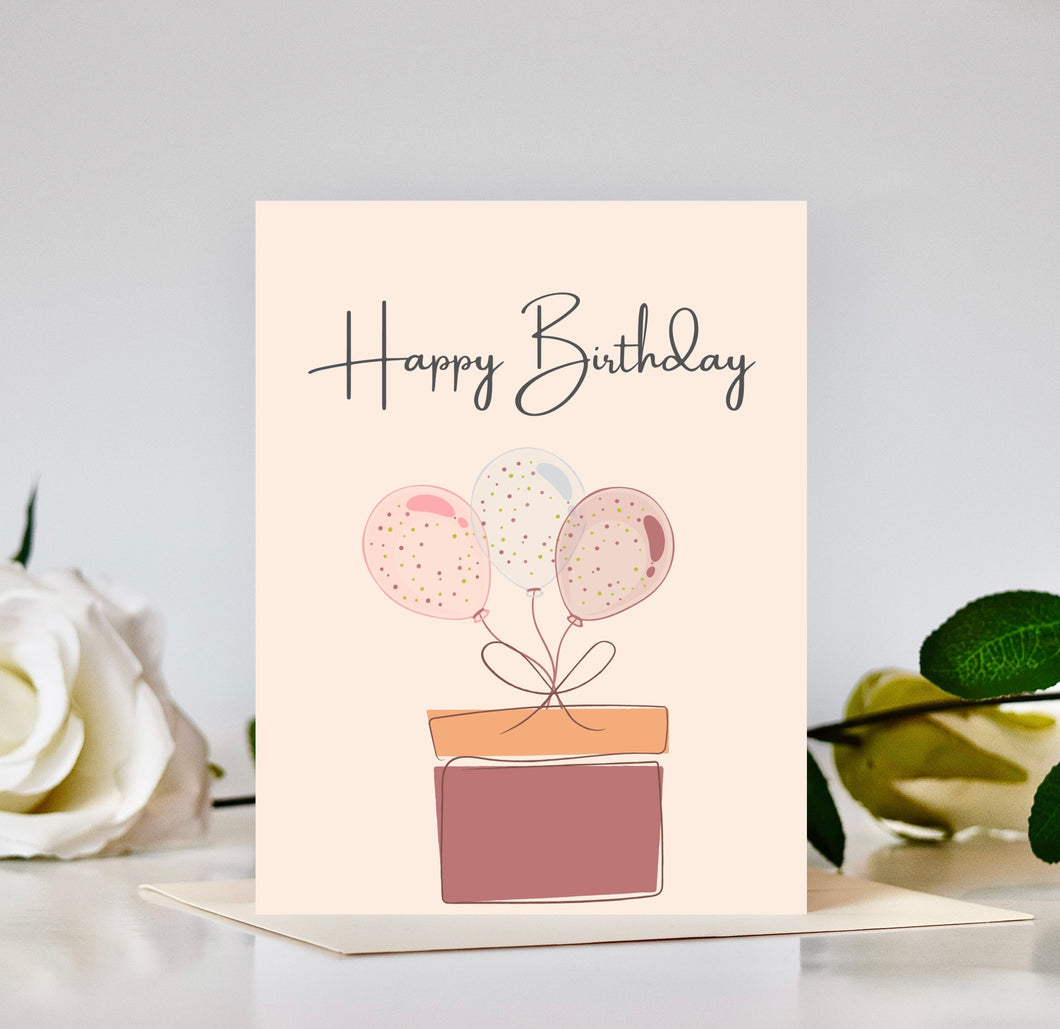 Gift and Balloons Birthday Card