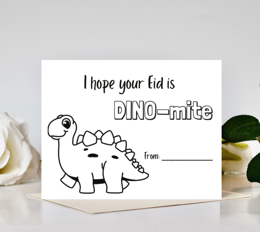 Kids Dino-mite Color-in Eid Card