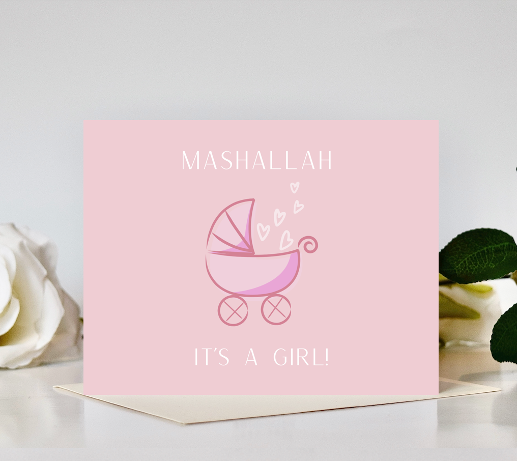 Girl Carriage Baby Card