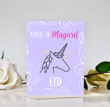 Load image into Gallery viewer, Kids Unicorn Eid Card
