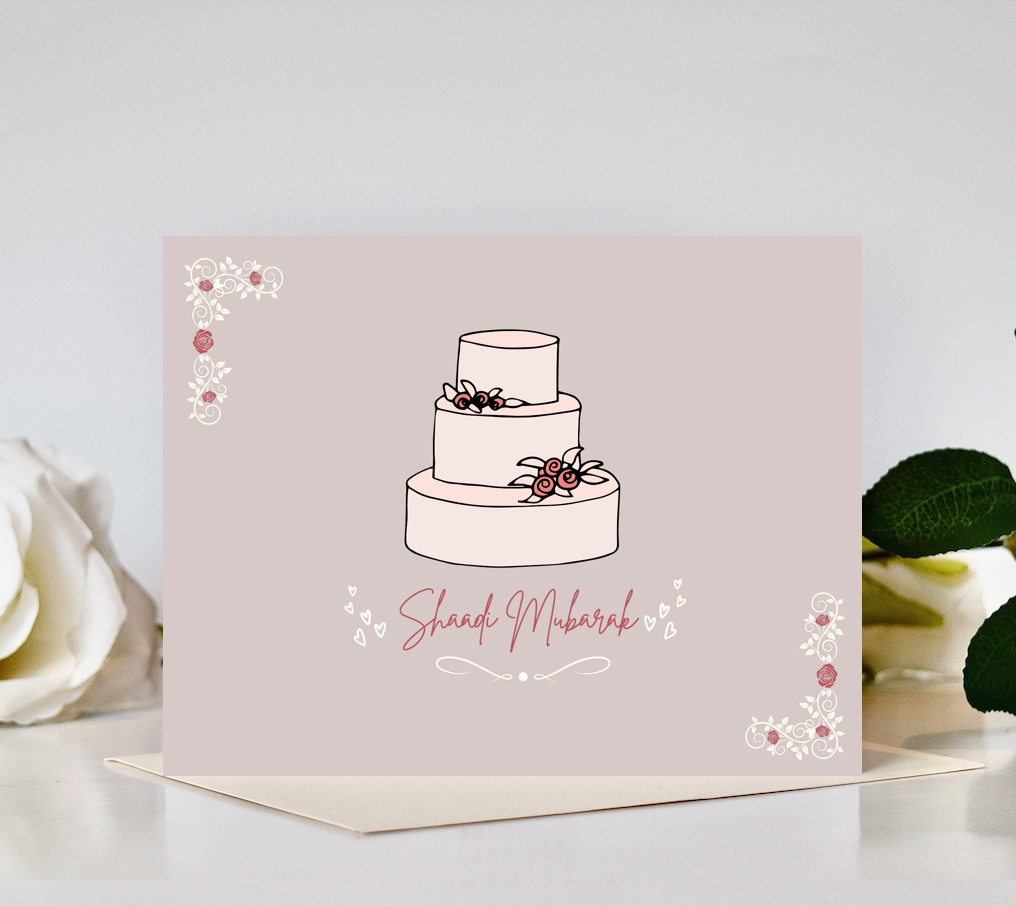 Shaadi Mubarak Cake Wedding Card – The Muslim Card Shop