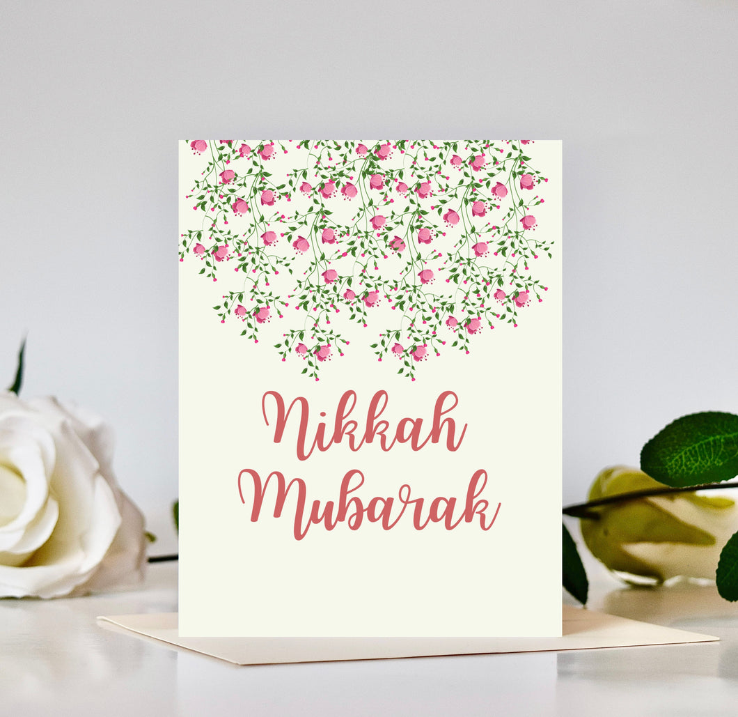 Floral Nikkah Mubarak Card